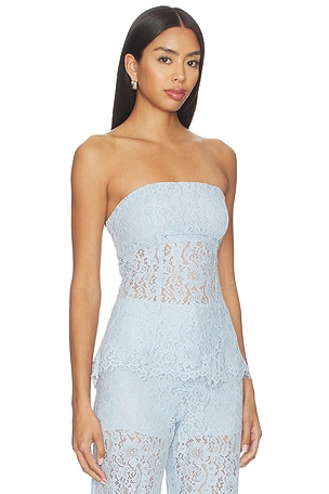 CAMI NYC Bijou Strapless Lace Top in Baby Blue. Size 12. Also