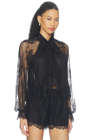 CAMI NYC Tully Lace Blouse in Black