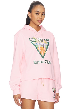 Casablanca Tennis Club Cropped Hoodie in Pink