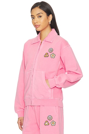 Casablanca Washed Collar Zip Up Jacket in Pink