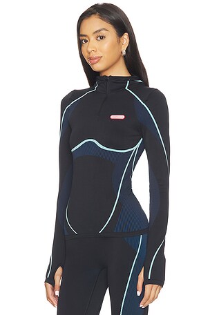 Casablanca Hooded Seamless Top in Navy in Navy