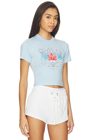 Casablanca Blades Cropped Baby Tee in Baby Blue
