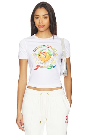 Orange Mascot Ringer Longline Tee Casablanca