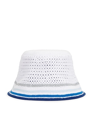 Casablanca Mesh Stripe Crochet Hat in White