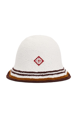 Casablanca Stripe Crochet Hat in White