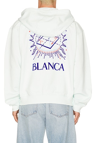 Casablanca Celestial Pyramid Flock Printed Classic Zip Up Hoodie in Baby Blue