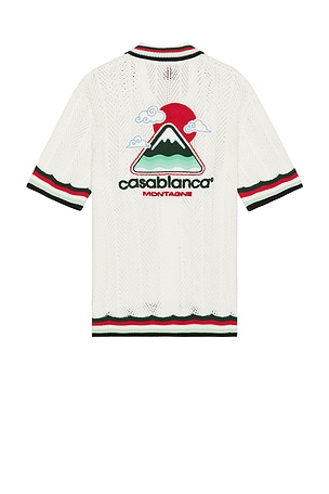 Casablanca Sporty Faux Crochet Shirt in White