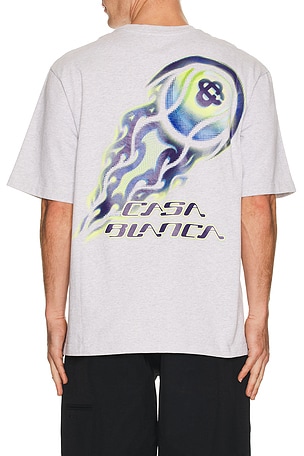 Casablanca Flaming Tennis Ball Oversized T-Shirt in Grey