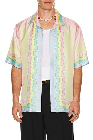 Casablanca For The Love Of Dance Cuban Collar Shirt in Blush