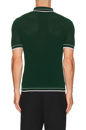 Casablanca Mock Mini Crochet Polo in Black