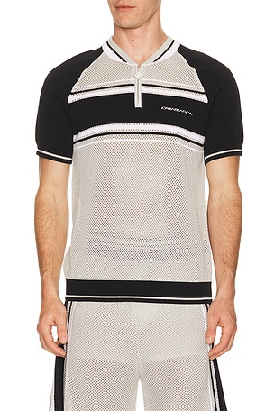 Metallic Mesh Stripe Zip Polo Casablanca