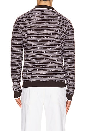 Casablanca Wordmark Long Sleeve Polo en Marron