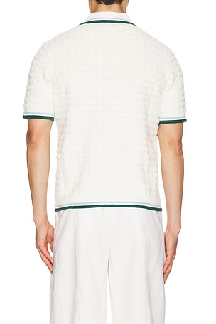 Casablanca Boucle Short Sleeve Polo in White
