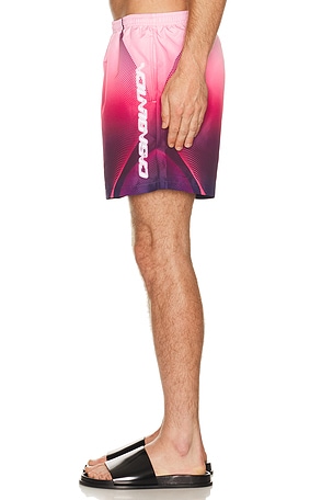 Casablanca Aubergine Gradient Printed Swim Shorts in Pink. Size L. Also