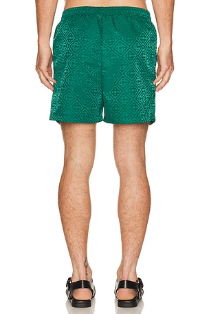 Casablanca Monogram Jacquard Swim Shorts in Green. Size S. Also