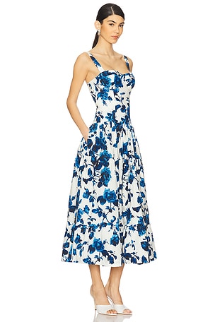 Cara Cara Santiago Midi Dress in White,Blue