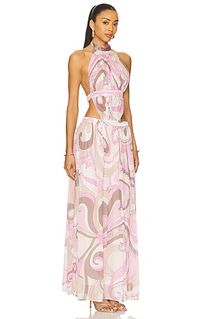 Cin Cin Rosette Maxi Dress in Blush. Size S. Also