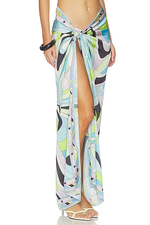 Cin Cin Long Scarf Skirt in Teal,Green