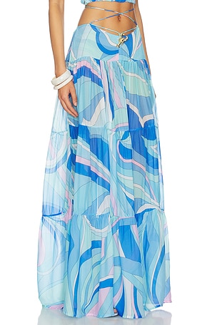 Cin Cin Song Lobster Maxi Skirt in Blue
