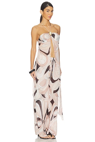 Cin Cin Coral Moonstone Drape Top in Beige,Blush