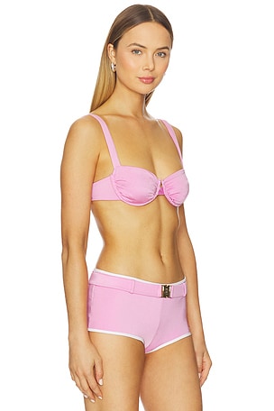 Cin Cin Ariel Ruched Bikini Top in Pink. Size XS. Also
