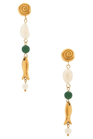 La Paz Wood And Gold Beaded Earring Casa Clara
