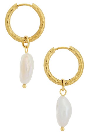 Casa Clara Shylah Drop Earrings in White,Metallic Gold
