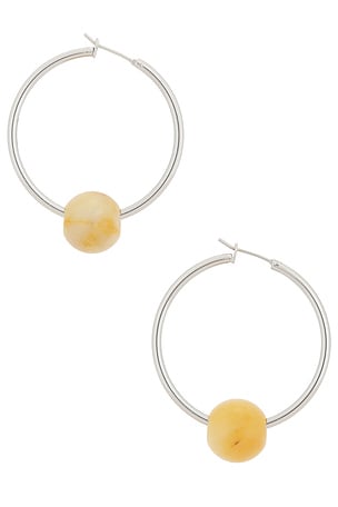 Casa Clara Hayden Hoop Earrings in Metallic Silver,Beige