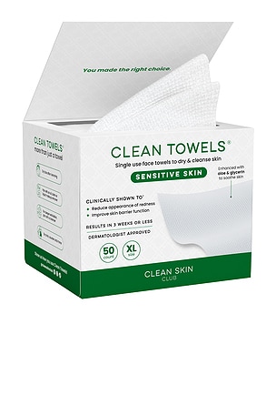 Sensitive Skin Clean Towels XL 50 Count Clean Skin Club