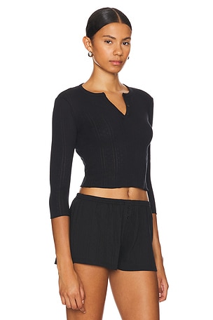 Cou Cou Intimates The Baby Henley Top in Black