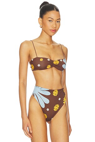Cala de la Cruz Lilo Bikini Top in Brown,Baby Blue. Size M. Also