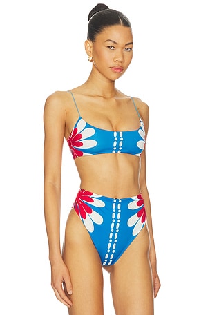 Cala de la Cruz Isla Bikini Top in Blue,Red