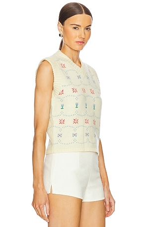 Calle Del Mar Cashmere Fair Isle Vest in Cream