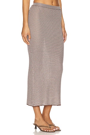 Calle Del Mar Micro Stripe Rib Skirt in Chocolate