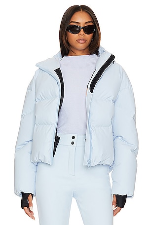 Superdry Women's Luxe Puffer Snow Jacket, Frosted Blue Ice, Size