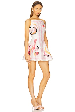 Acler Pennick Mini Dress in Ivory,Pink