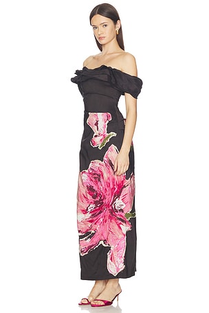 Acler Gifford Maxi Dress in Black,Fuchsia