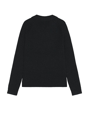 Central Park West Oversized Chunky Quarter Zip Sweater in Black