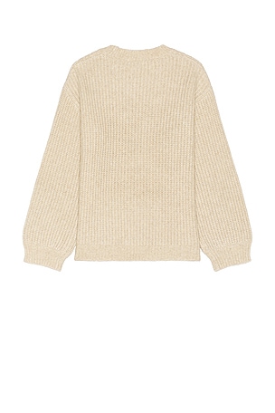 Central Park West Aidan Chunky Crew Sweater in Cream