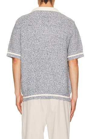 Central Park West Chevron Stitch Polo in Blue