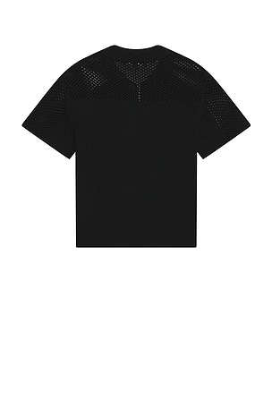 Central Park West Mesh Shoulder Sweater in Black