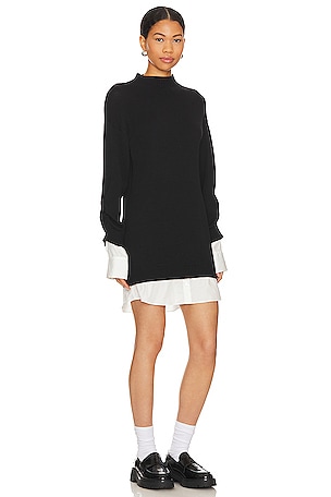 Central Park West Sutton Sweater Shirting Dress in Black