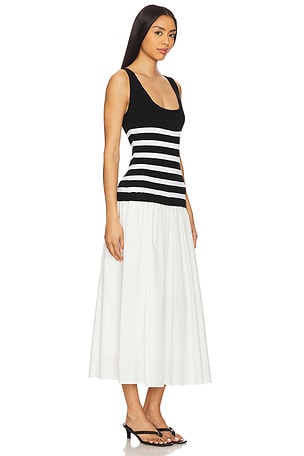 Central Park West Sienna Squareneck Twofer Midi Dress in White