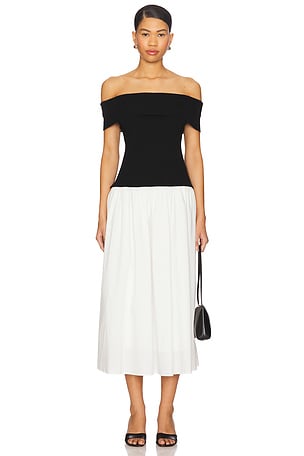 Darcy Mixed Media Off Shoulder Dress Central Park West
