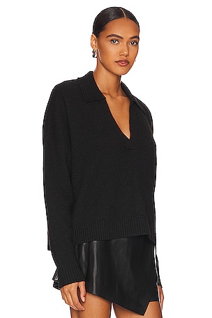 Central Park West Marti Polo Sweater in Black