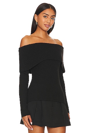 Central Park West Gwyneth Off-shoulder Sweater in Black