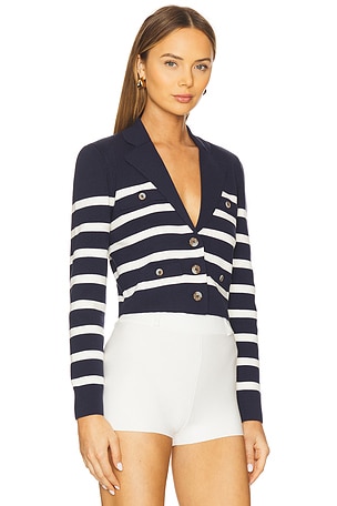 Central Park West Stripe Knit Blazer in Navy