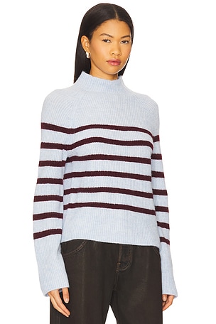 Central Park West Marley Funnel Neck Sweater in Baby Blue