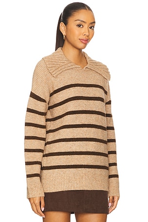 Central Park West Rayna Oversized Collar Sweater in Brown