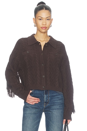 Phoebe Cable Fringe Sweater Cardigan Central Park West
